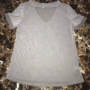 Grey cut out V Top